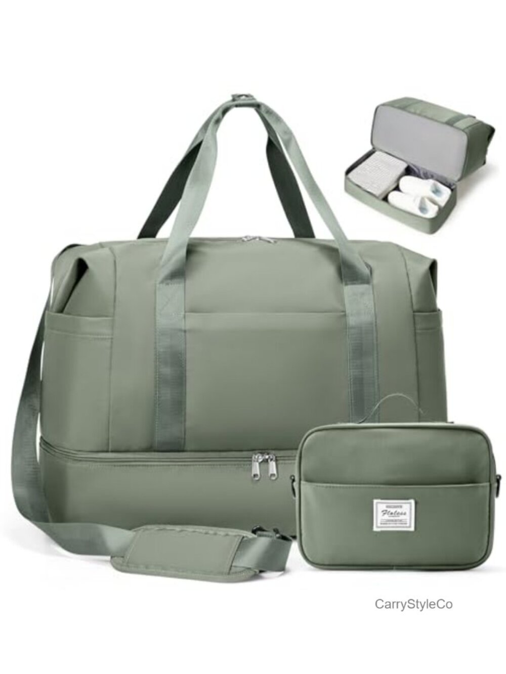 Travel Duffel Bag Weekender for Women with Shoe Compartment & Toiletry Bag